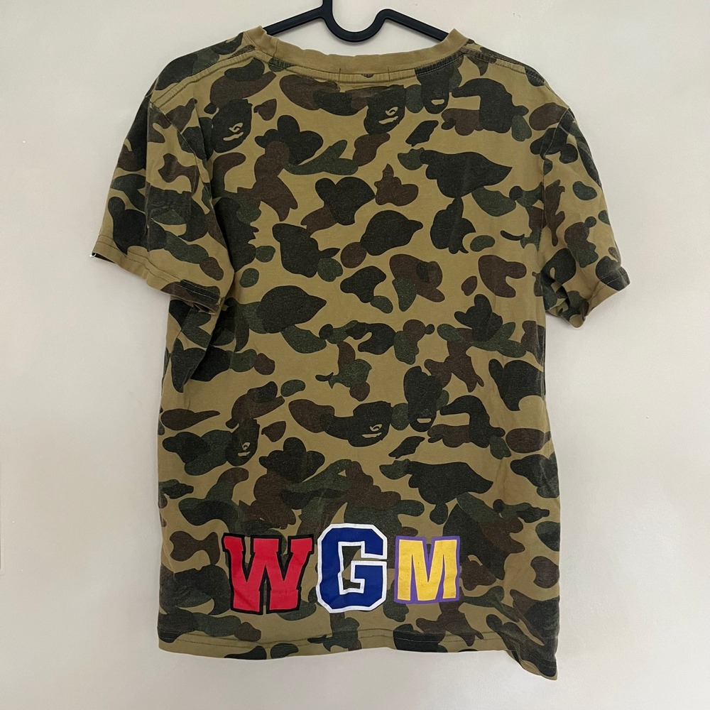 Bathing Ape Camo Shark Face T Shirt Mens Size Medium Green Brown Iconic Design - Picture 10 of 10